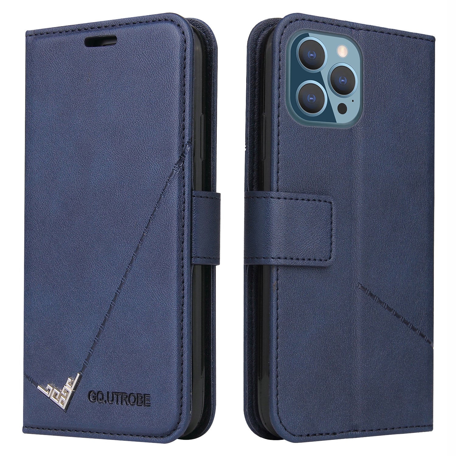 GQ.UTROBE Pro iPhone 14 Pro Max PU kožené pouzdro na peněženku Obdélníkový kovový dekor Folio Flip Skládací stojan Kryt telefonu GQ.UTROBE Pro iPhone 14 Pro Max PU kožené pouzdro na peněženku Obdélníkový kovový dekor Folio Flip Skládací stojan Kryt telefonu